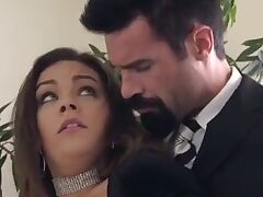 Dominant Daddy Chokes Busty Submissive Slut